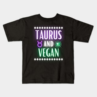 Taurus and Vegan Retro Style Neon Kids T-Shirt